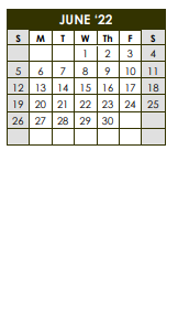 District School Academic Calendar for Bloomington Elementary for June 2022