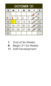 District School Academic Calendar for Bloomington High School for October 2021