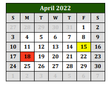 District School Academic Calendar for Blue Ridge Elementary for April 2022