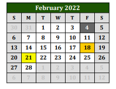 District School Academic Calendar for Blue Ridge Middle for February 2022