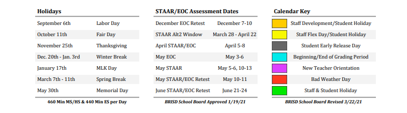 District School Academic Calendar Key for Blue Ridge High School