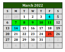 District School Academic Calendar for John R Roach for March 2022