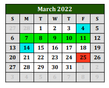 District School Academic Calendar for Blue Ridge Middle for March 2022