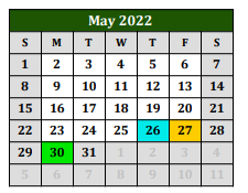 District School Academic Calendar for Blue Ridge Middle for May 2022