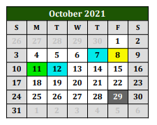 District School Academic Calendar for John R Roach for October 2021