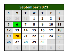 District School Academic Calendar for John R Roach for September 2021