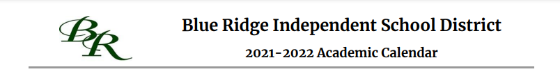 District School Academic Calendar for Blue Ridge Intermediate Campus
