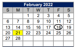 District School Academic Calendar for Meadowlands for February 2022