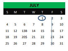 District School Academic Calendar for Iago Junior High for July 2021