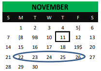 District School Academic Calendar for Newgulf Elementary for November 2021