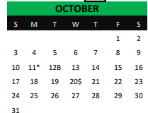 District School Academic Calendar for Newgulf Elementary for October 2021