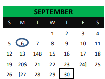 District School Academic Calendar for Newgulf Elementary for September 2021