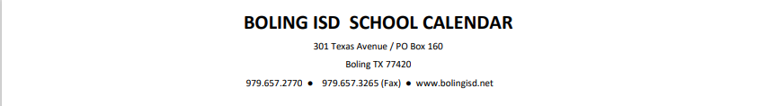 District School Academic Calendar for Boling High School