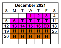 District School Academic Calendar for Special Assign Ctr for December 2021