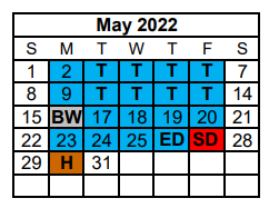 District School Academic Calendar for Bonham High School for May 2022