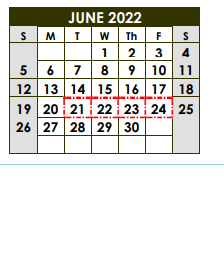 District School Academic Calendar for Borger Intermediate for June 2022