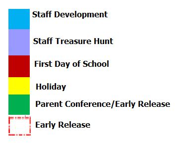 District School Academic Calendar Legend for Borger Middle