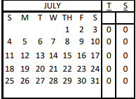 District School Academic Calendar for Bosqueville Elementary for July 2021