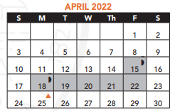 District School Academic Calendar for Martin Luther King Jr Mid for April 2022