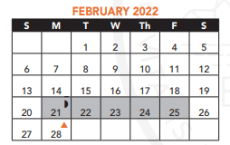 District School Academic Calendar for Jackson Mann for February 2022