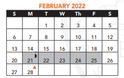 District School Academic Calendar for John P Holland for February 2022