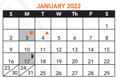 District School Academic Calendar for Pauline Agassiz Shaw for January 2022