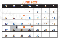 District School Academic Calendar for Jackson Mann for June 2022