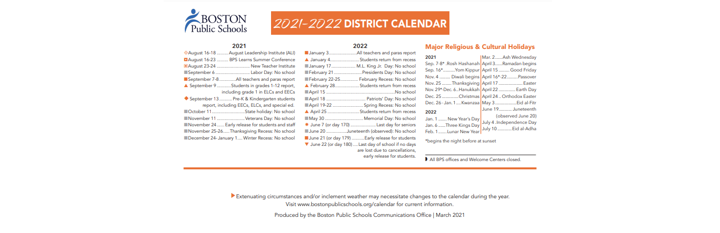 District School Academic Calendar Key for Pauline Agassiz Shaw