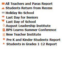 District School Academic Calendar Legend for Wm B Rogers Middle