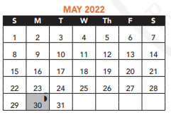 District School Academic Calendar for Boston Middle School Academy for May 2022