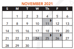 District School Academic Calendar for Oliver Hazard Perry for November 2021