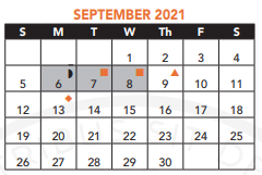 District School Academic Calendar for Excel High School for September 2021