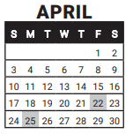 District School Academic Calendar for Angevine Middle School for April 2022