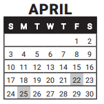 District School Academic Calendar for Nederland Middle-senior High School for April 2022