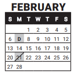 District School Academic Calendar for Angevine Middle School for February 2022