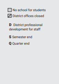 District School Academic Calendar Legend for High Peaks Elementary School