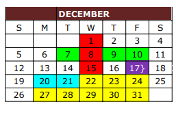 District School Academic Calendar for Bowie Junior High for December 2021