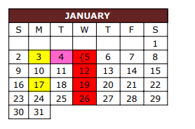 District School Academic Calendar for Bowie Junior High for January 2022
