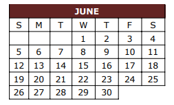 District School Academic Calendar for Bowie Intermediate for June 2022
