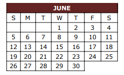 District School Academic Calendar for Bowie Elementary for June 2022