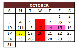 District School Academic Calendar for Bowie Elementary for October 2021