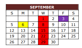 District School Academic Calendar for Bowie Junior High for September 2021
