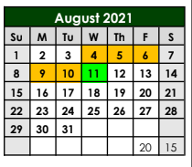 District School Academic Calendar for Boyd Middle for August 2021