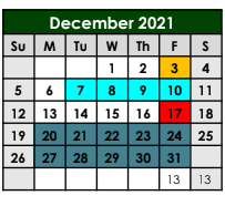 District School Academic Calendar for Boyd High School for December 2021
