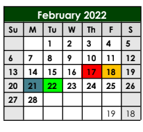 District School Academic Calendar for Boyd Middle for February 2022