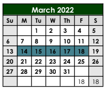 District School Academic Calendar for Boyd Middle for March 2022