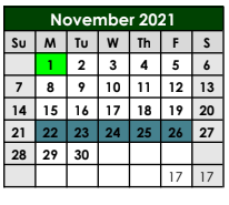 District School Academic Calendar for Boyd Elementary for November 2021