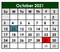 District School Academic Calendar for Boyd Middle for October 2021