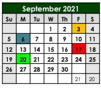 District School Academic Calendar for Boyd Intermediate for September 2021