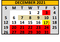 District School Academic Calendar for Brady High School for December 2021